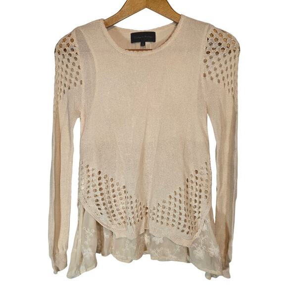 Anthropologie Sunday in Brooklyn Sweater Layered Cream Small Boho Grunge Tunic - Picture 1 of 8